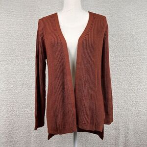 Pinque Jamelya Cardigan Womens S Artisan Rust‎ Open Front Lattice Back Knit